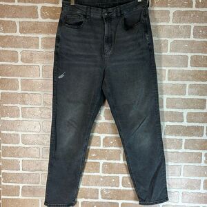American Eagle Outfitters Black Relaxed Distressed Mom Jeans Size 10